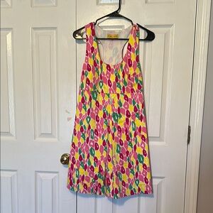Ellen & Ollie Pink, Green and Yellow Graphic Sleeveless Tank Dress